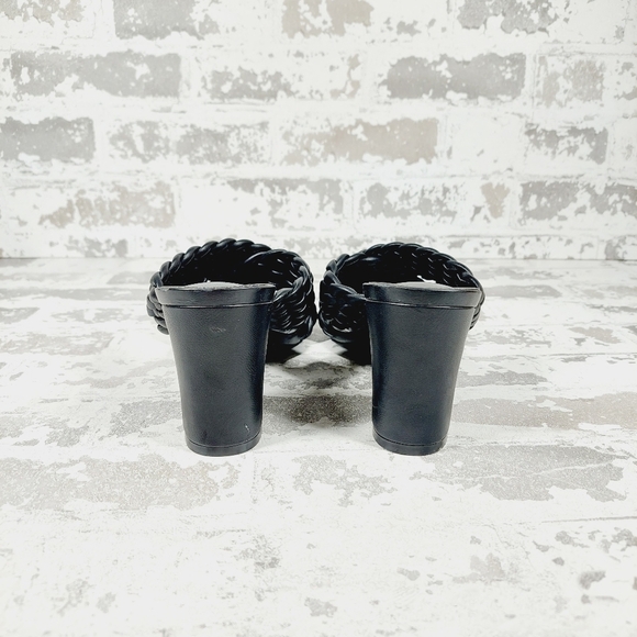 New Anne Klein  Woven Straps Block Heel Black Mule Slide Sandals K149 - Picture 5 of 12